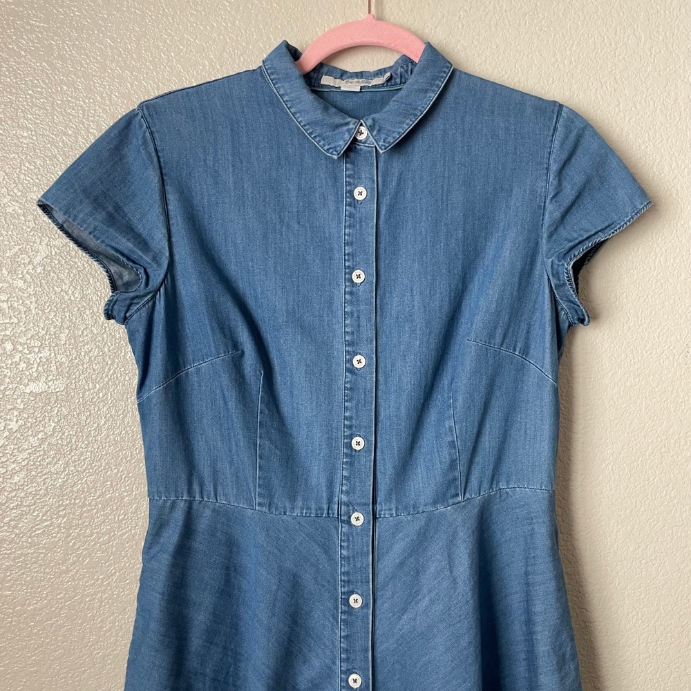 Boden Dress Womens 8 Long Blue Sophia Denim Button Front Pockets Mini Cotton - Picture 4 of 11